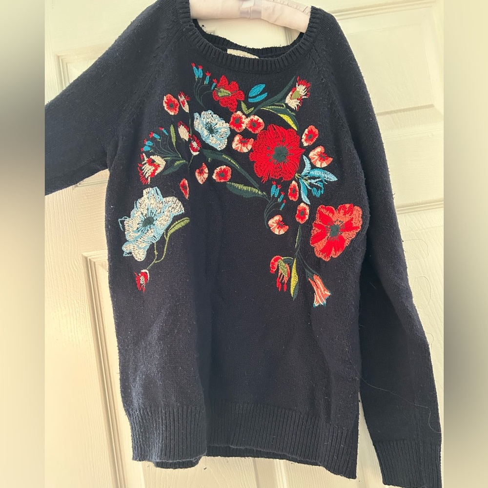 Loft Floral Embroidered Sweater